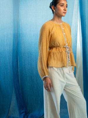 AY Chanderi Ruched Blouse