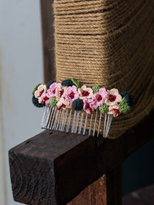 Pink and Peach Daisies Hair Comb