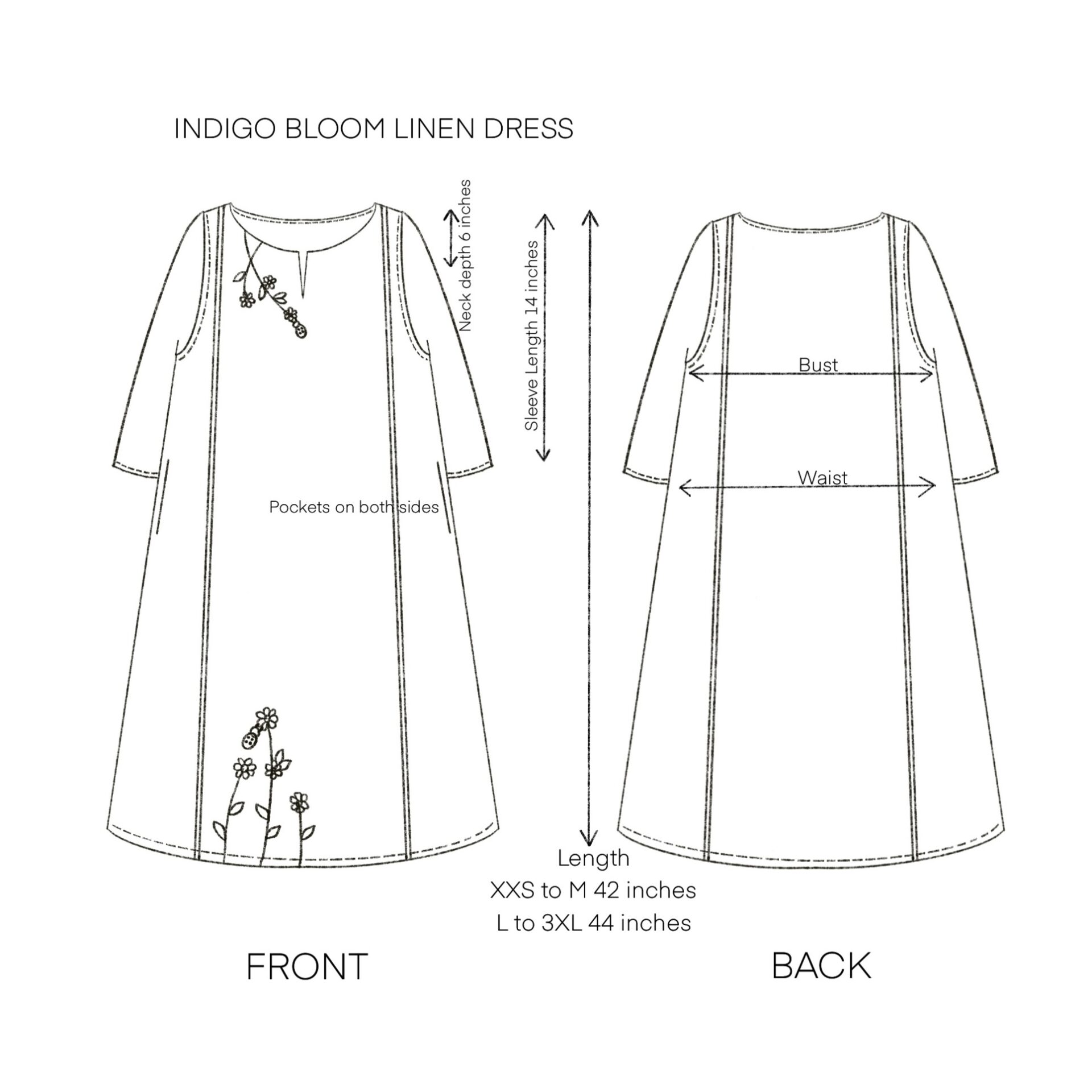 Indigo Bloom Linen Set of Dress & Trouser - Image 8