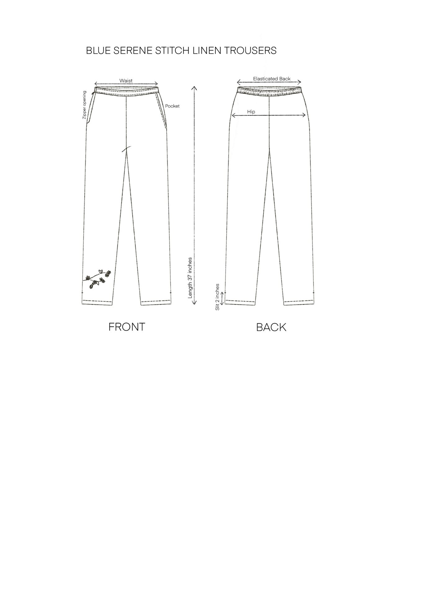 Indigo Bloom Linen Set of Dress & Trouser - Image 9