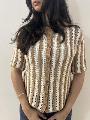 Earth Stripe Crochet Shirt