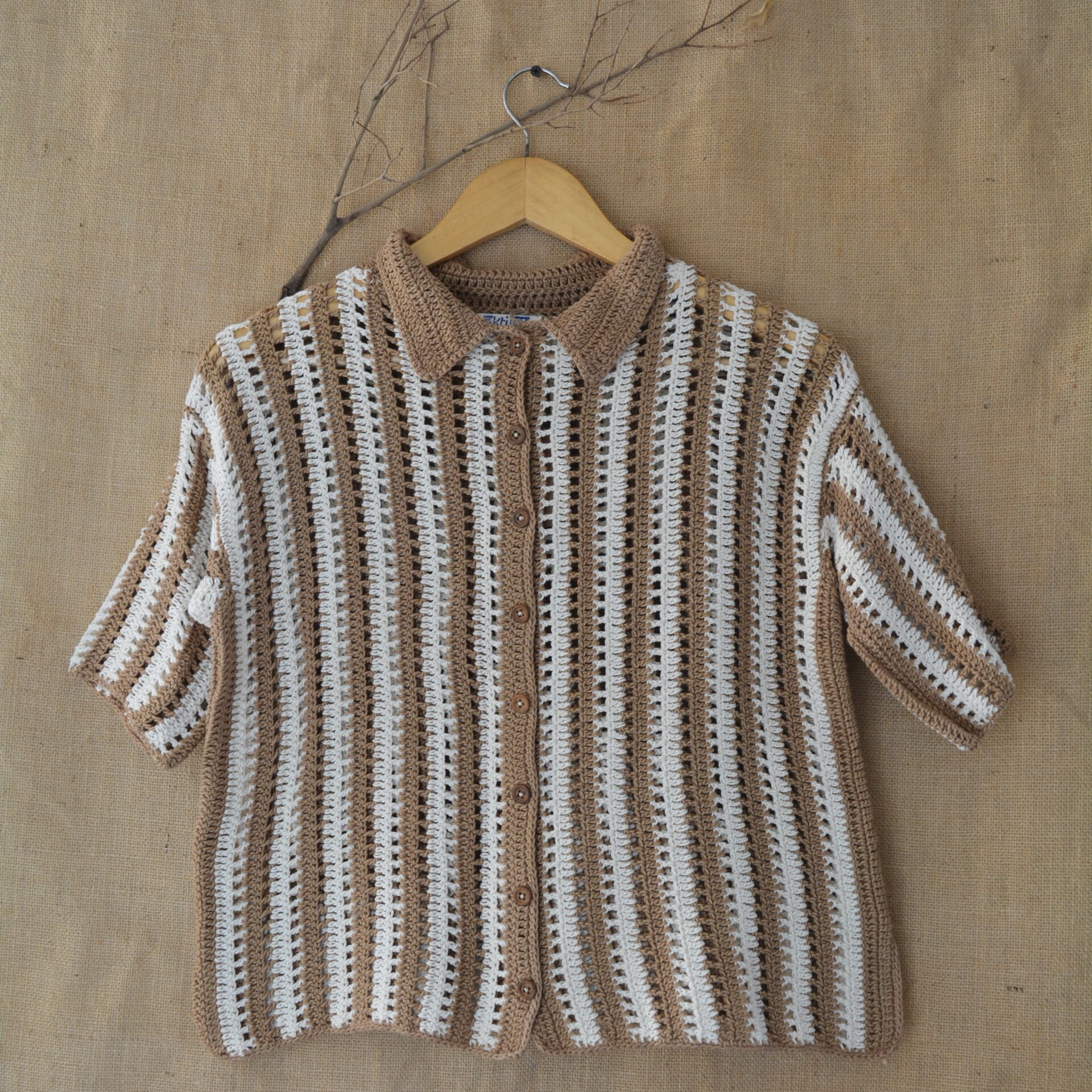Earth Stripe Crochet Shirt - Image 3