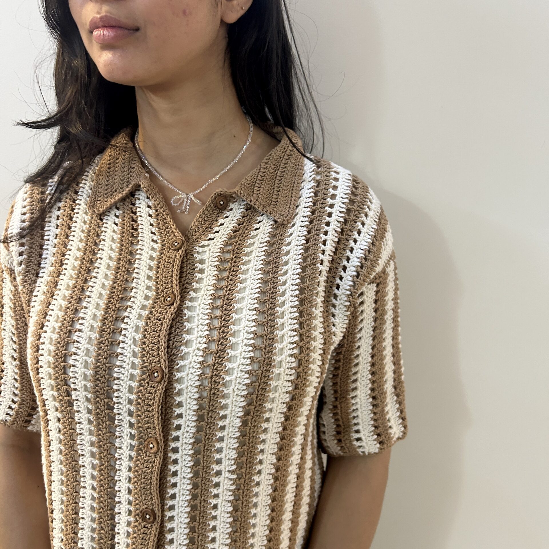 Earth Stripe Crochet Shirt - Image 4