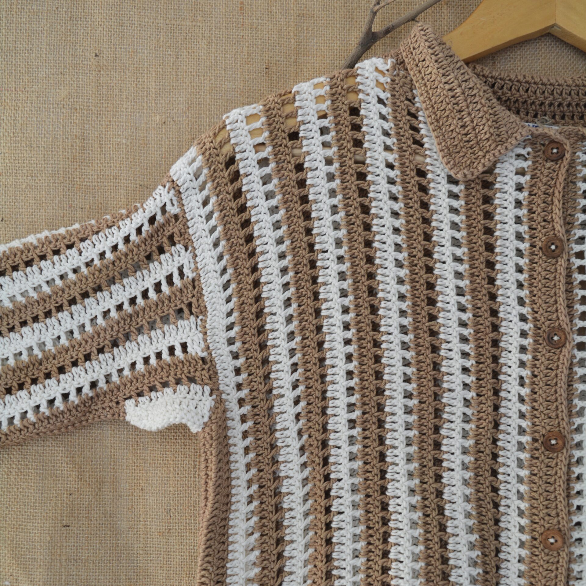 Earth Stripe Crochet Shirt - Image 7