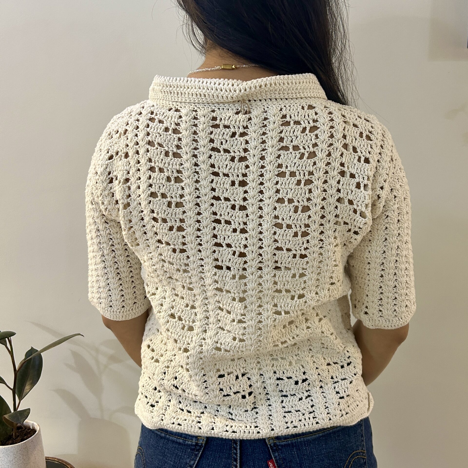 White Loom Lines Crochet Shirt - Image 5