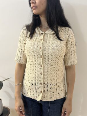 Ecru Loom Lines Crochet Shirt