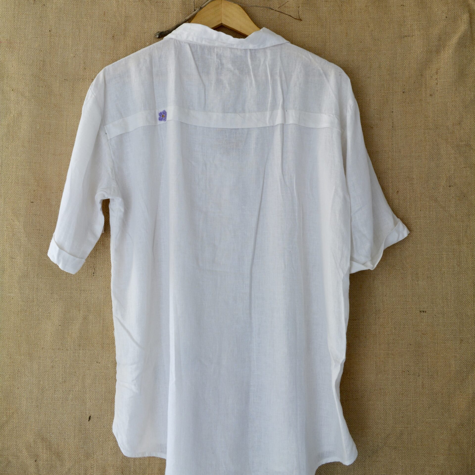 White Serene Stich Linen Shirt - Image 5