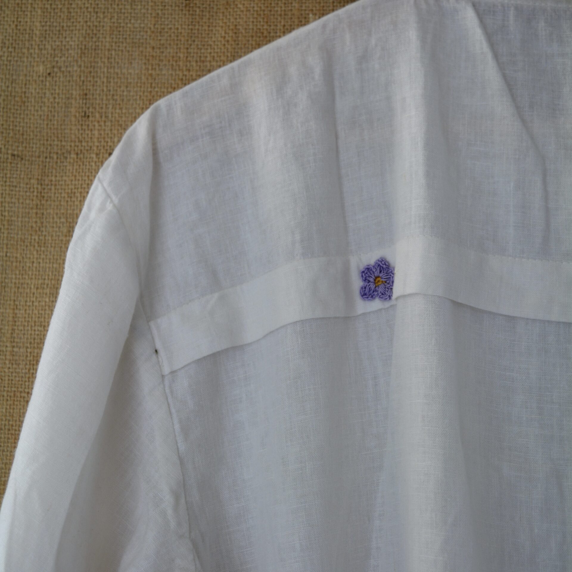 White Serene Stich Linen Shirt - Image 6