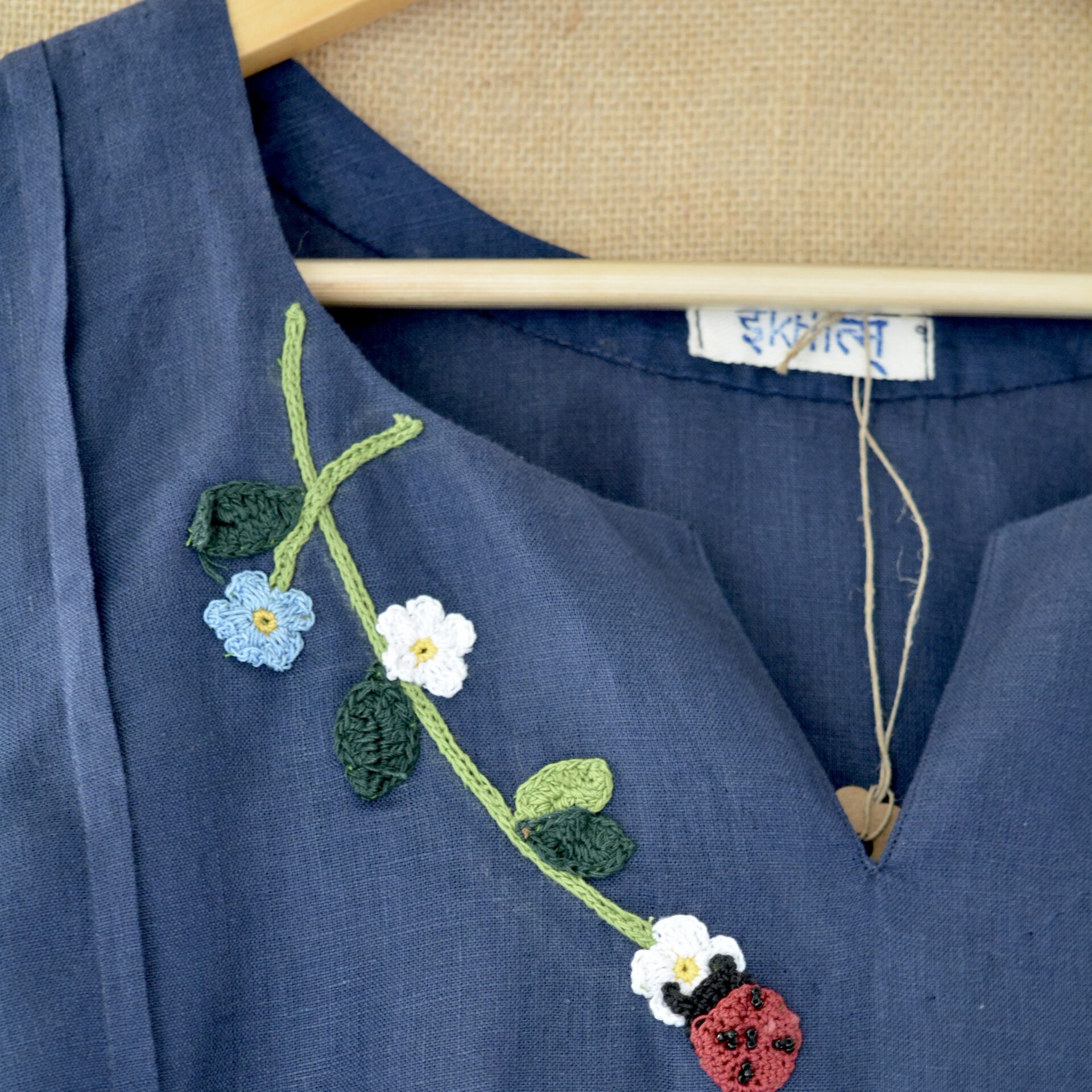 Indigo Bloom Linen Dress - Image 5