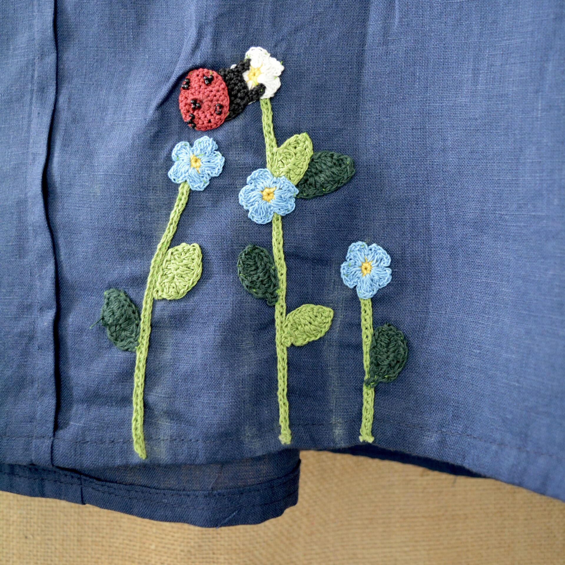 Indigo Bloom Linen Dress - Image 6
