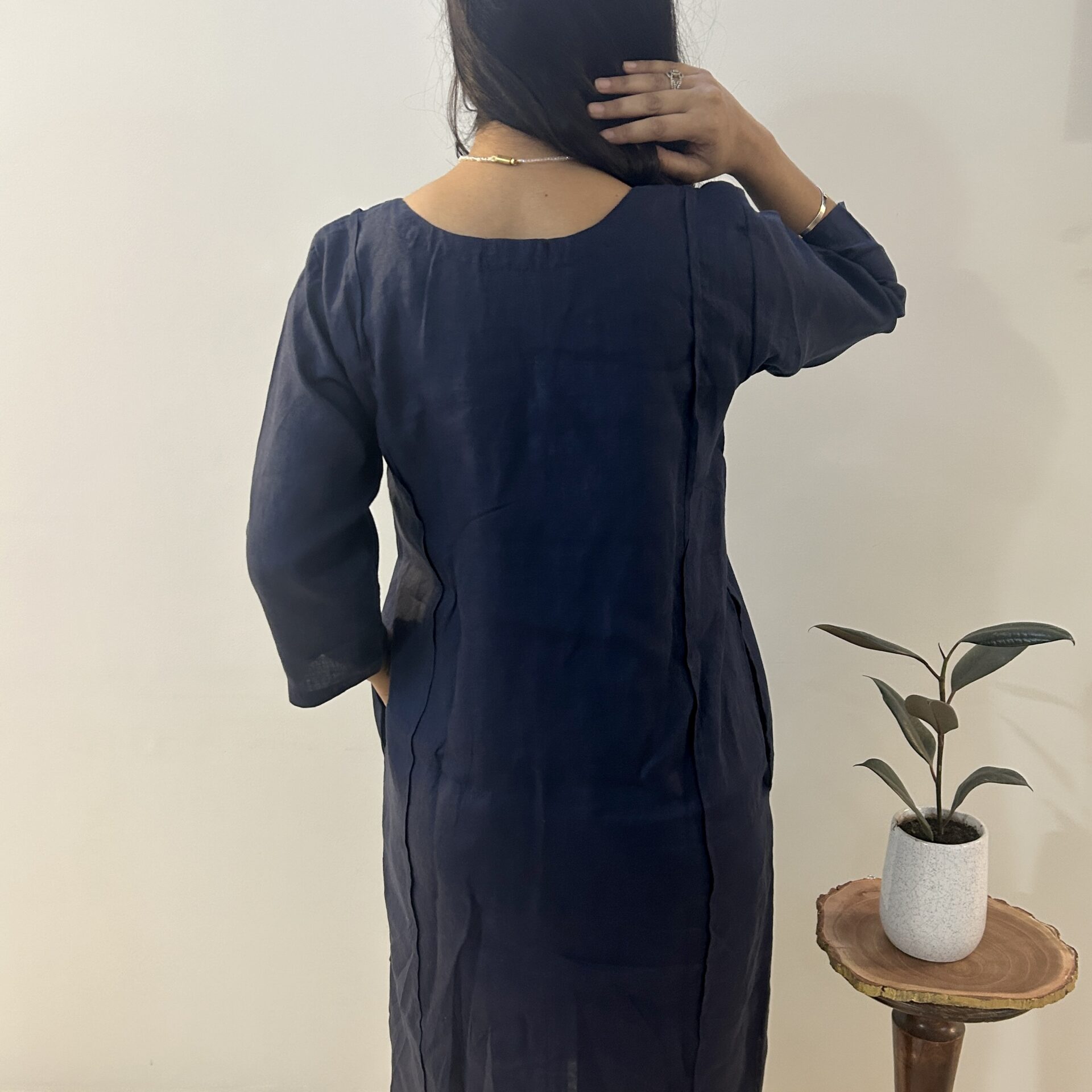 Indigo Bloom Linen Dress - Image 7