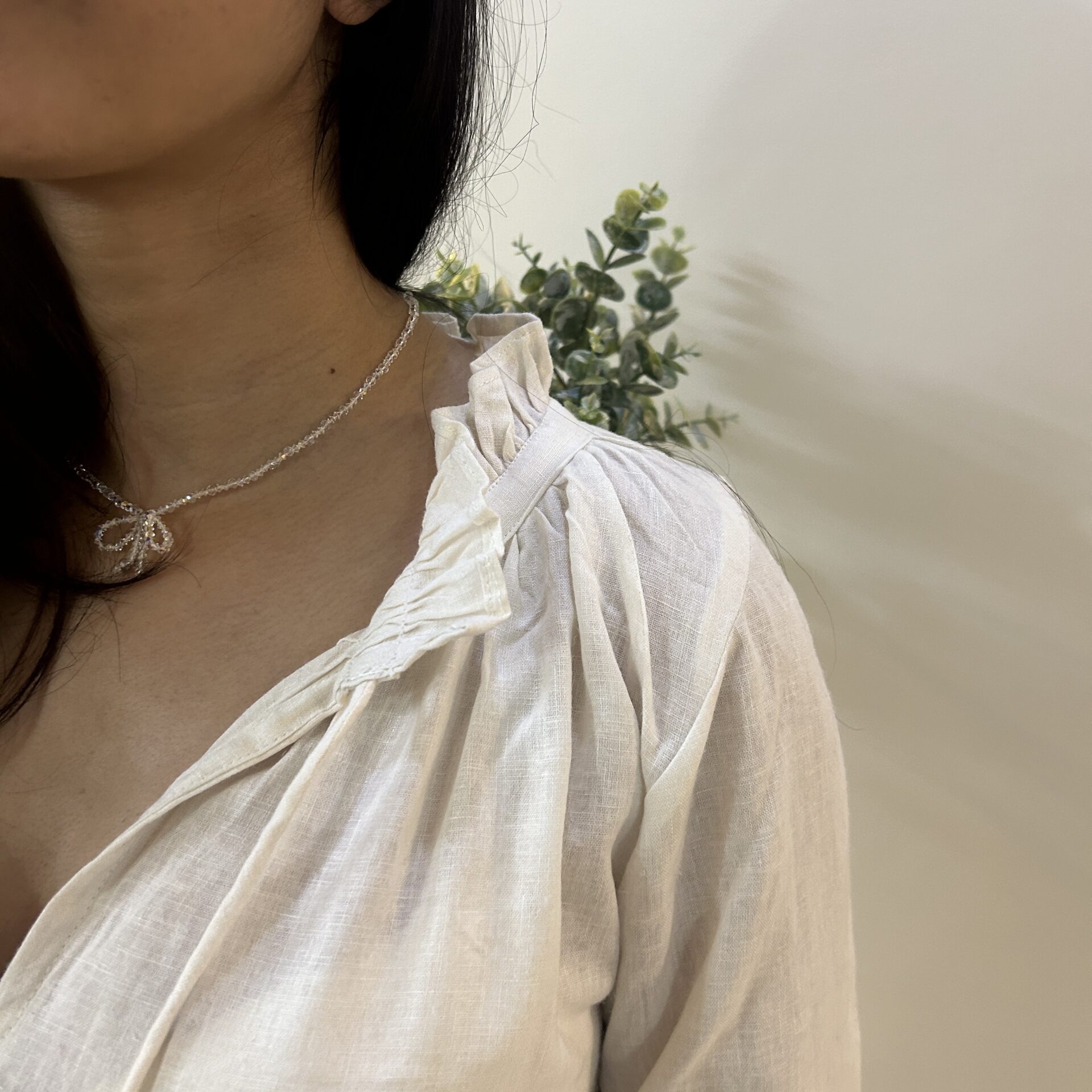 White Serene Stich Linen Top - Image 5