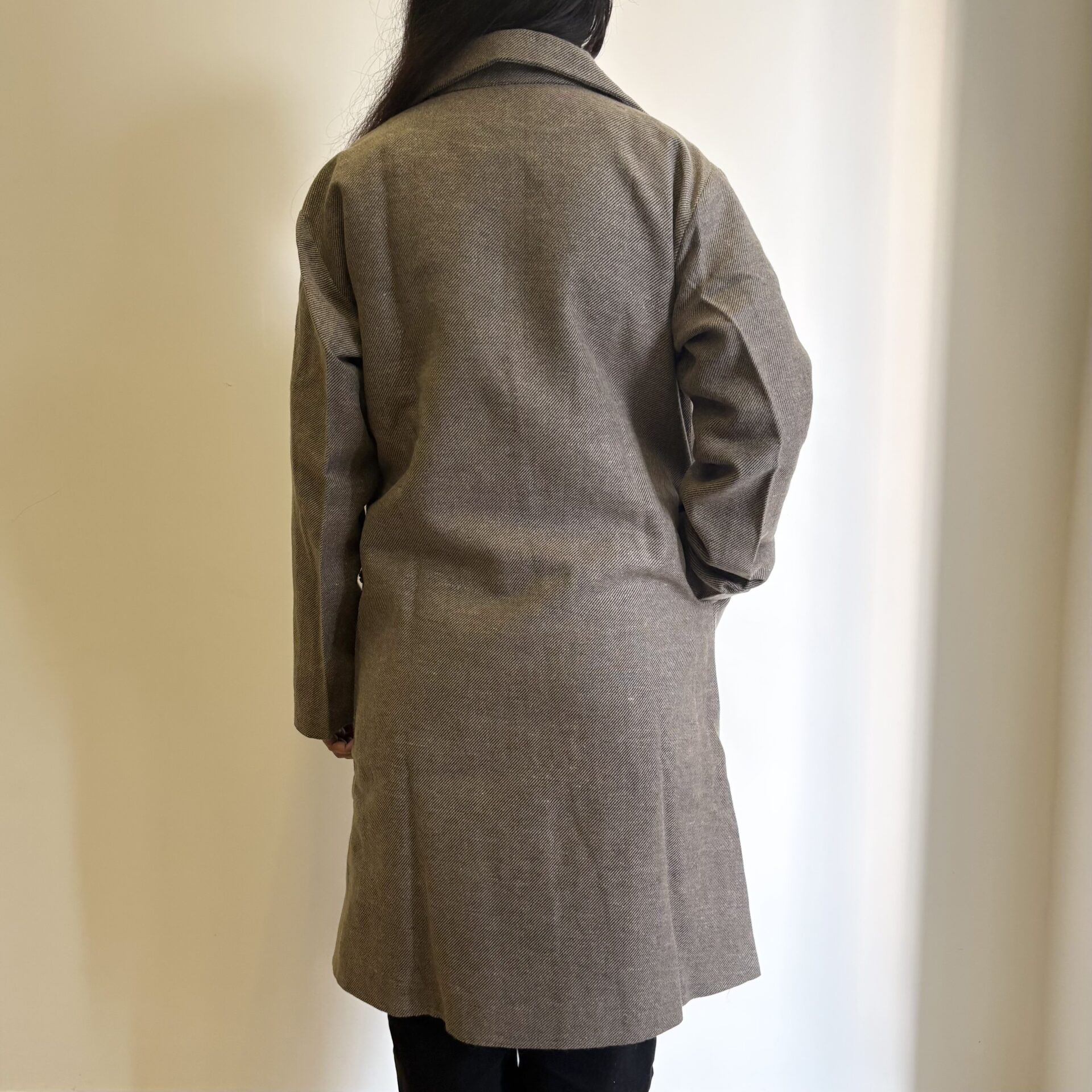 Beige Striped Straight Fit Woollen Jacket - Image 5