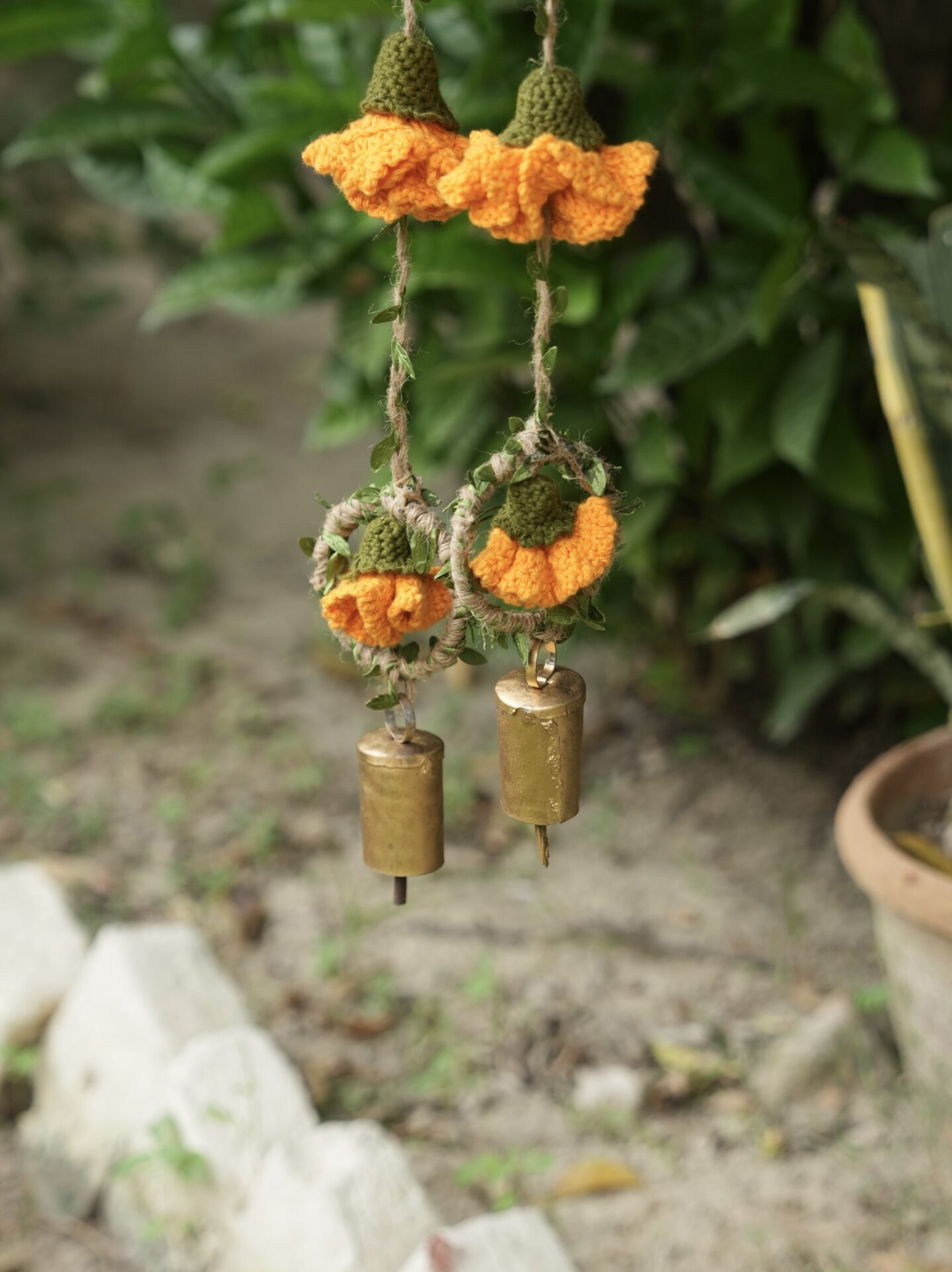 Tangerine Marigold Hangings-Set of 2 - Image 2