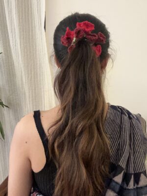 Red and Maroon Tulips Scrunchie
