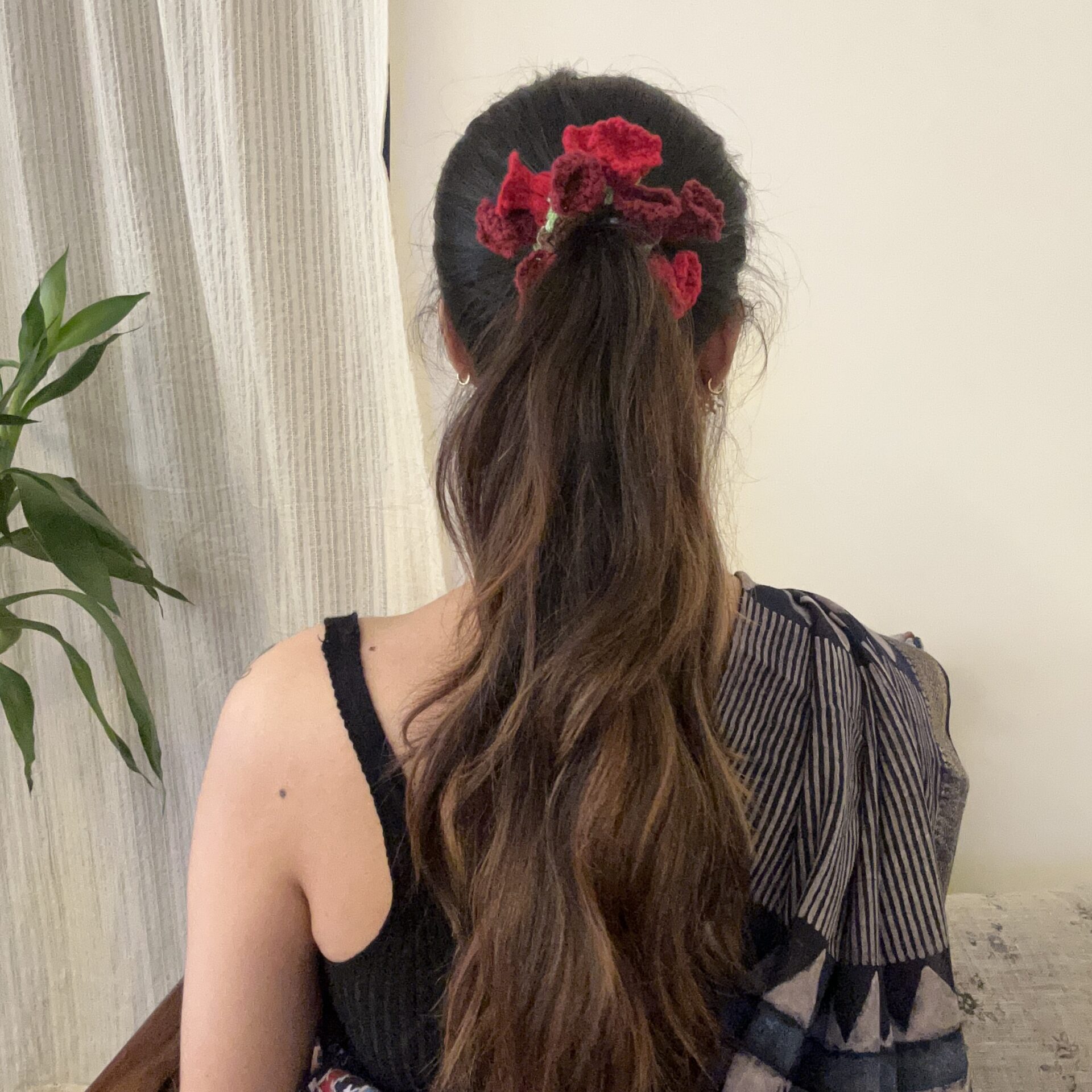 Red and Maroon Tulips Scrunchie