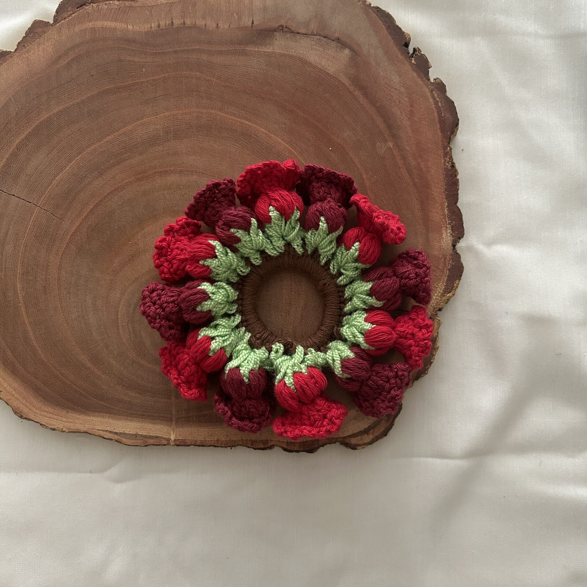 Red and Maroon Tulips Scrunchie - Image 4