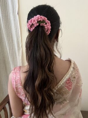 Set of Maroon and Pink Gajra Scrunchies