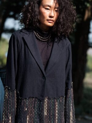 Handwoven Ying Yang Blazer - Black Green