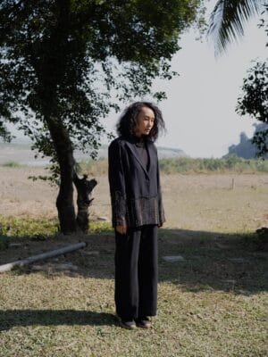 Handwoven Sailor Flared Pants - Black