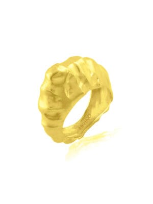 Tapered foil hammered ring 22KT gold plated wide band brass ring unisex