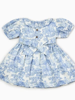 Country Toile Dress in Blue