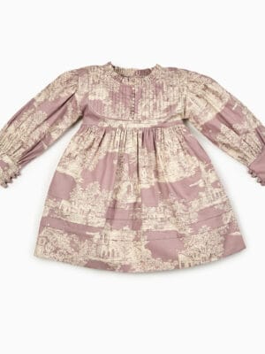 French Castle Vintage Toile Pintuck Dress