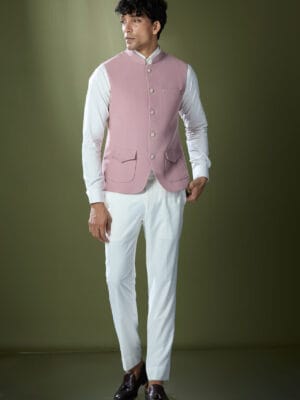 Dusty Pink Stitch Jacket-Shirt-Pant Set