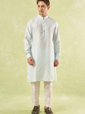 Mint Green Embroidered Kurta-Bundi Set