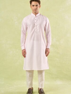 Blush Pink Embroidered Kurta-Bundi Set