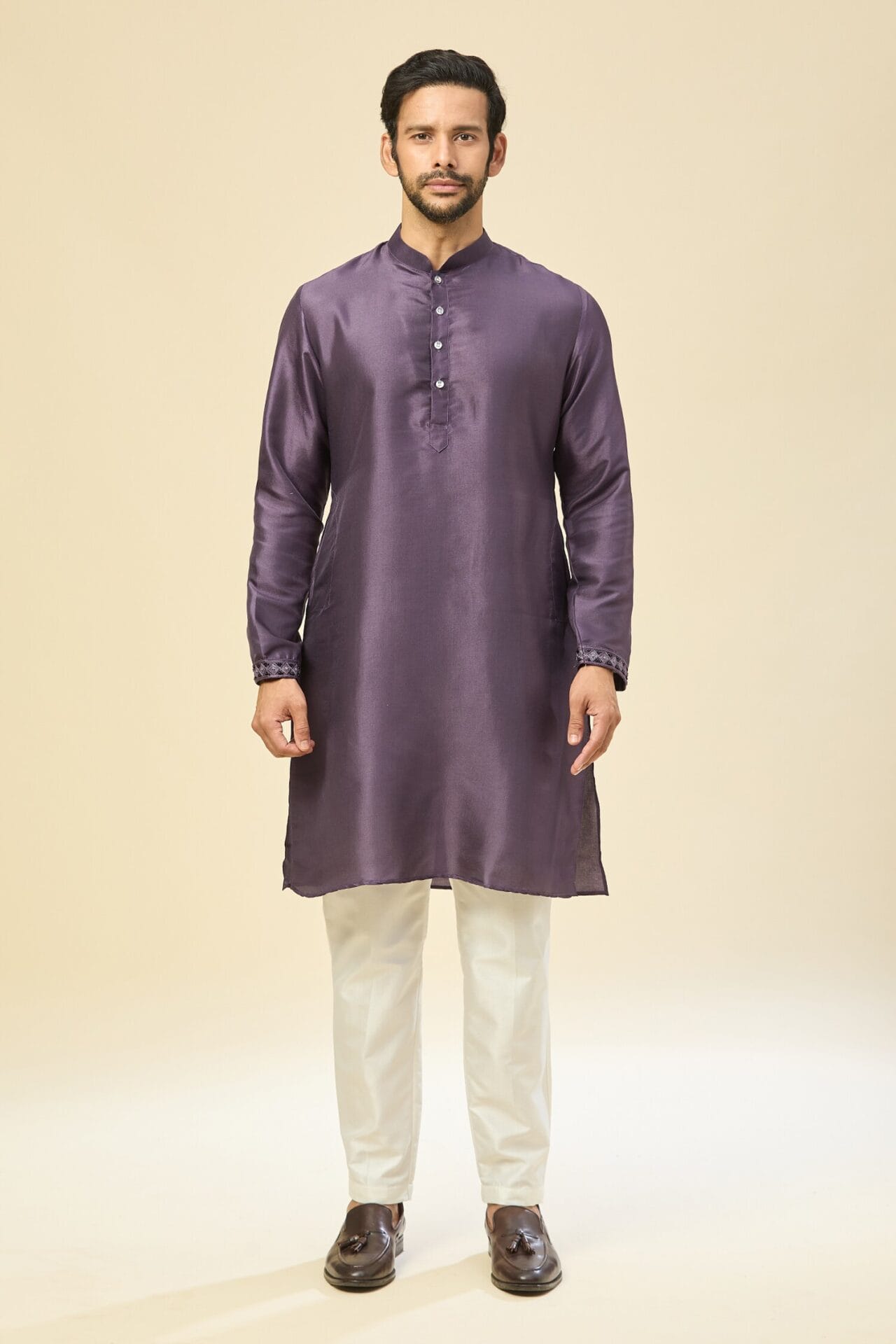 Purple Embroidered Kurta-Jacket Set - Image 3