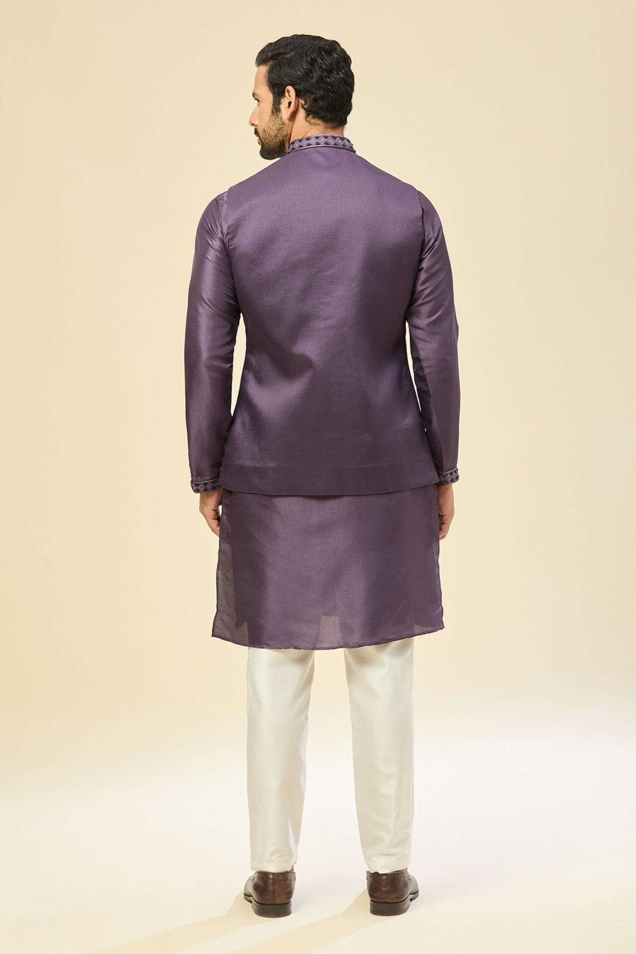Purple Embroidered Kurta-Jacket Set - Image 5
