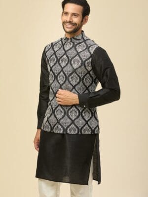 Black Embroidered Kurta-Jacket Set