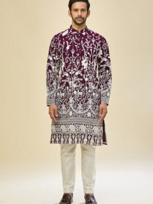 Purple Embroidered Kurta Set
