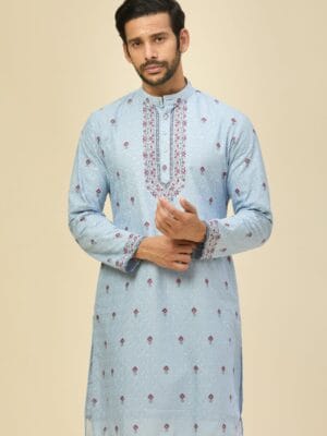 Powder Blue Printed Kurta Set
