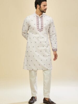 Off White Printed Kurta Set
