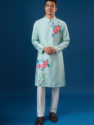 Sky Blue Floral Printed Kurta Set