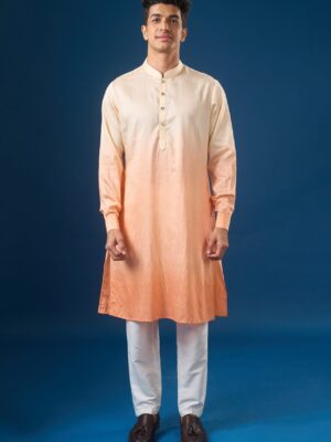 Peach Ombre Kurta-Bundi Set