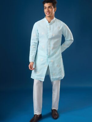 Sea Blue Embroidered Kurta