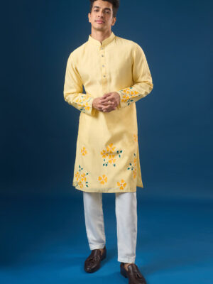 Yellow Floral Printed Kurta Set