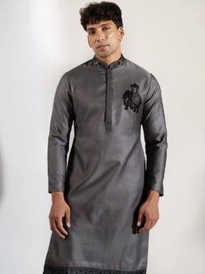 Grey Ombre Embroidered Kurta Set