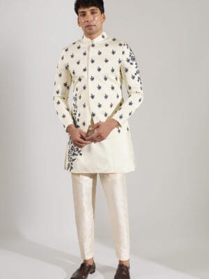 Cream Embroidered Indo-Western Set