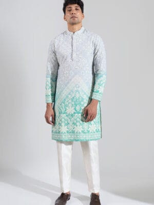 Blue Embroidered Kurta Set