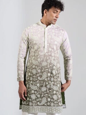 Green Ombre Embroidered Kurta Set