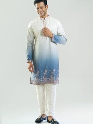 Blue Ombre Embroidered Kurta Set