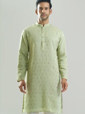 Pista Green Embroidered Kurta Set
