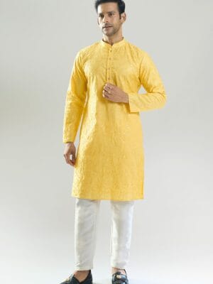 Yellow Embroidered Kurta Set