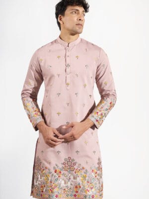 Mauve Embroidered Kurta Set