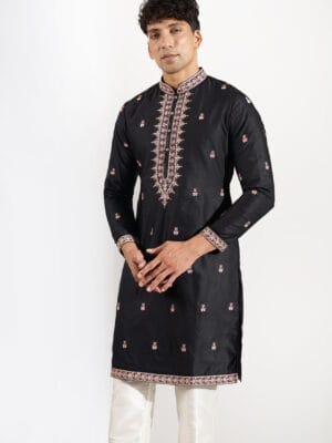 Black Embroidered Kurta Set