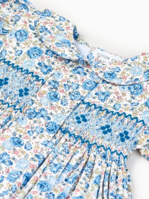 Ditsy Blue Roses Hand smocked Dress